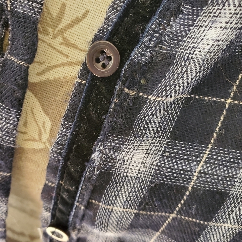 Gorgeous plaid shirt w/ velvet embroidered back S - Picture 7 of 10